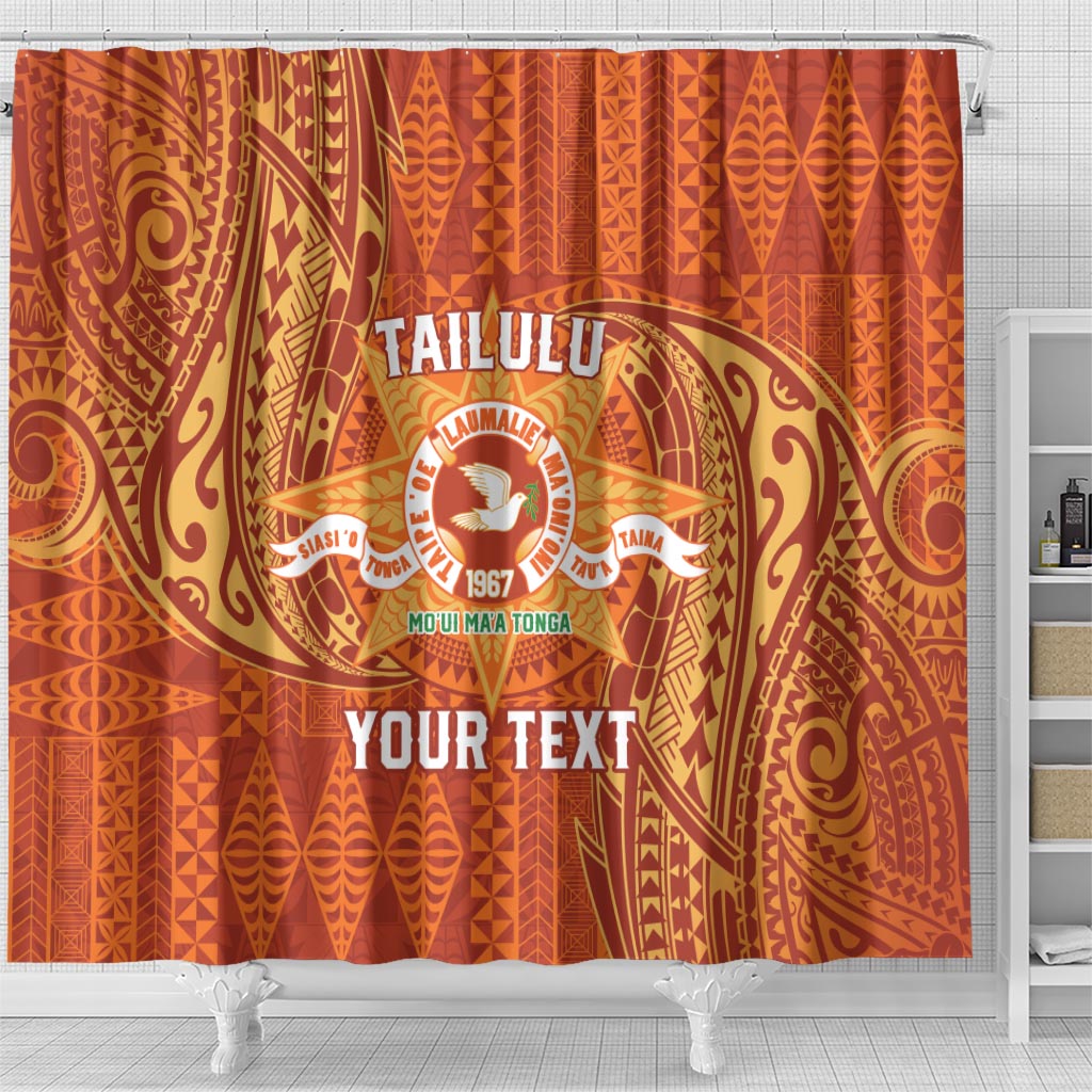Personalised Tonga Tailulu College Shower Curtain Since 1967 Special Kupesi Pattern Version 1 LT9 - Polynesian Pride
