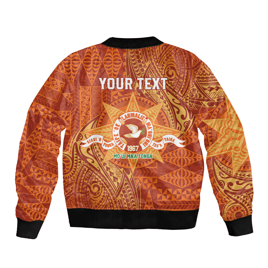 Personalised Tonga Tailulu College Sleeve Zip Bomber Jacket Since 1967 Special Kupesi Pattern Version 1