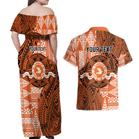 Personalised Tonga Tailulu College Couples Matching Off Shoulder Maxi Dress and Hawaiian Shirt Since 1967 Special Kupesi Pattern Version 2 LT9 - Polynesian Pride