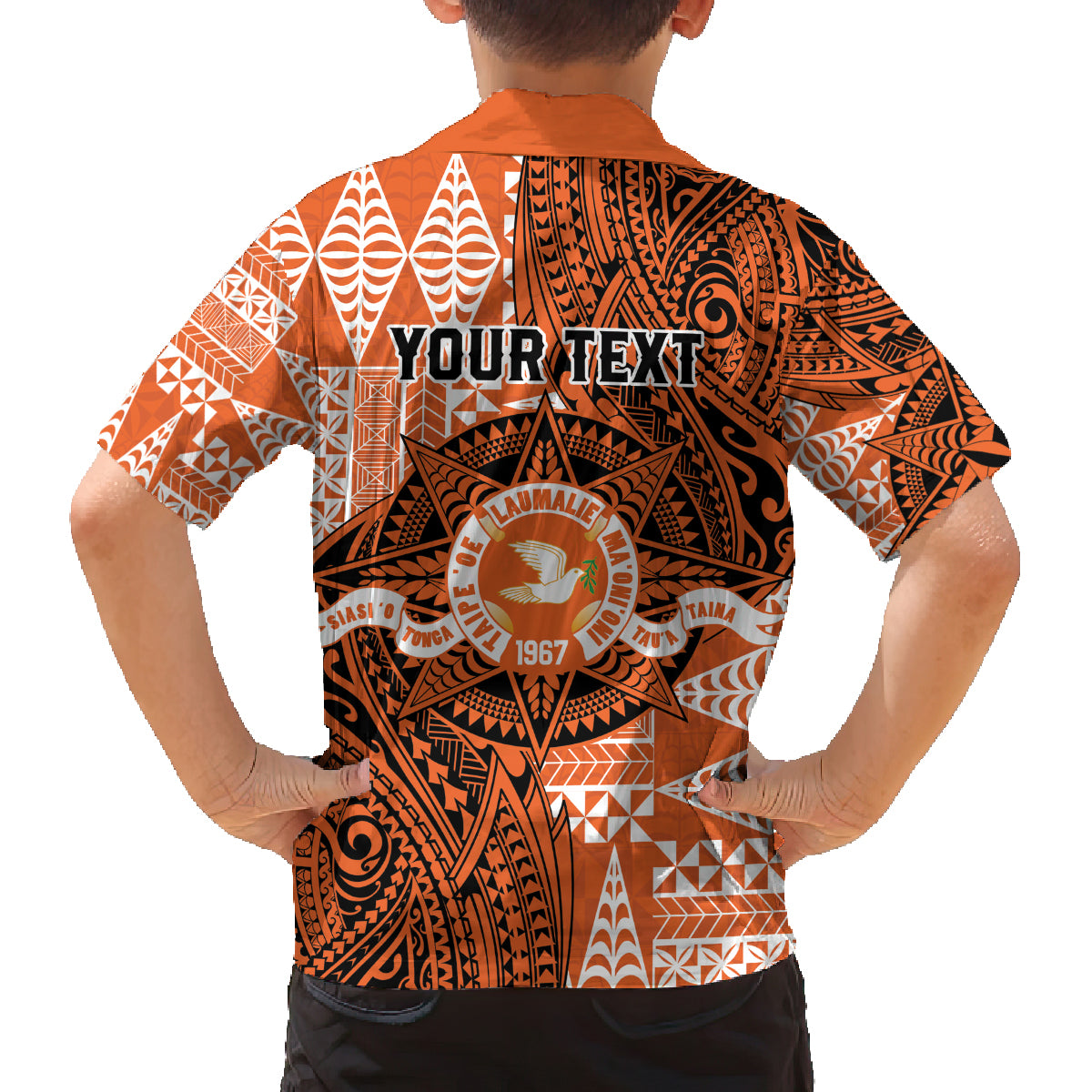 Personalised Tonga Tailulu College Family Matching Off The Shoulder Long Sleeve Dress and Hawaiian Shirt Since 1967 Special Kupesi Pattern Version 2 LT9 - Polynesian Pride