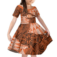 Personalised Tonga Tailulu College Family Matching Off The Shoulder Long Sleeve Dress and Hawaiian Shirt Since 1967 Special Kupesi Pattern Version 2 LT9 Daughter's Dress Black - Polynesian Pride