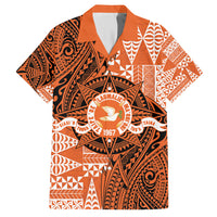 Personalised Tonga Tailulu College Family Matching Off Shoulder Maxi Dress and Hawaiian Shirt Since 1967 Special Kupesi Pattern Version 2 LT9 Dad's Shirt - Short Sleeve Black - Polynesian Pride
