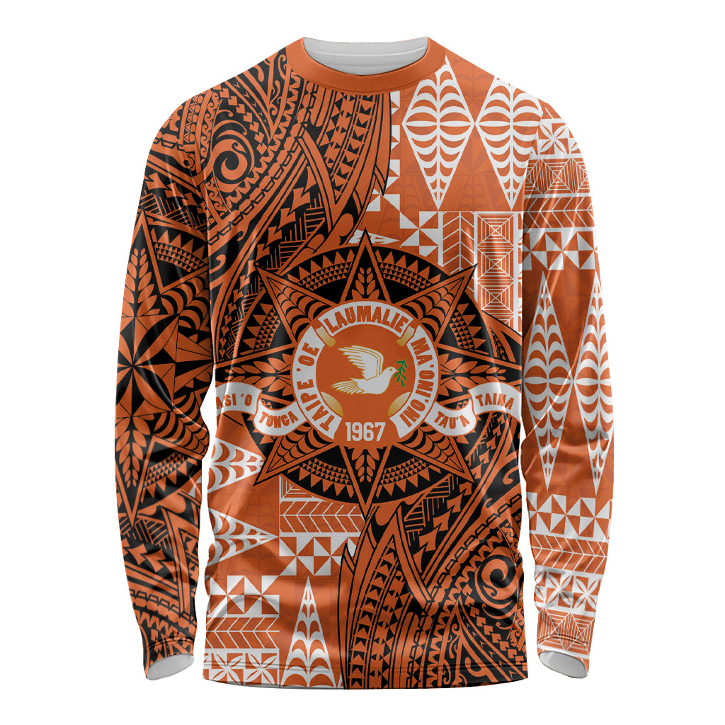 Personalised Tonga Tailulu College Long Sleeve Shirt Since 1967 Special Kupesi Pattern Version 2 LT9 Unisex Black - Polynesian Pride