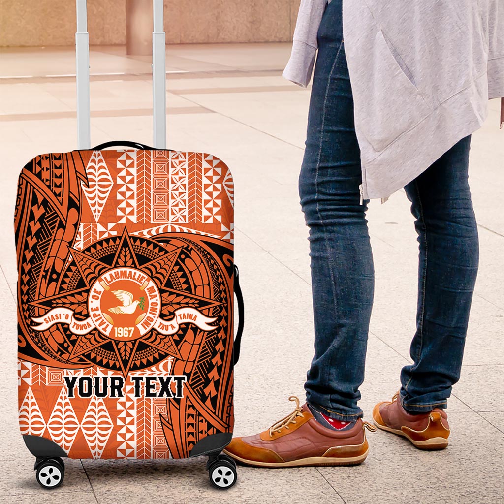 Personalised Tonga Tailulu College Luggage Cover Since 1967 Special Kupesi Pattern Version 2 LT9 Black - Polynesian Pride
