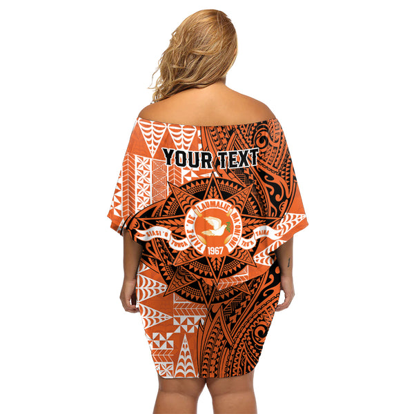Personalised Tonga Christmas Off Shoulder Short Dress Coat of Arms and Map Beautiful Merry Xmas Snowflake LT03 main image 1