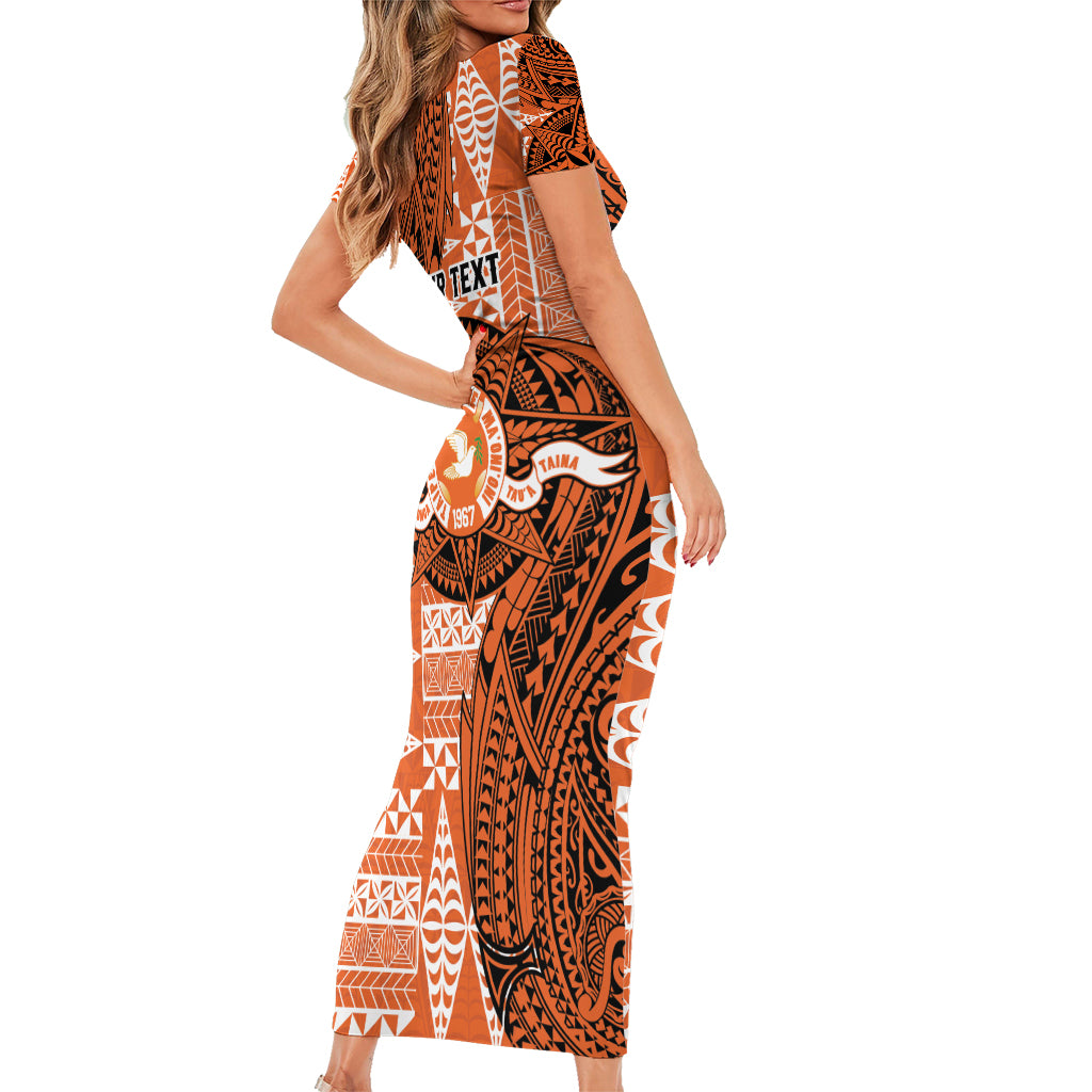 Personalised Tonga Tailulu College Short Sleeve Bodycon Dress Since 1967 Special Kupesi Pattern Version 2 LT9 - Polynesian Pride