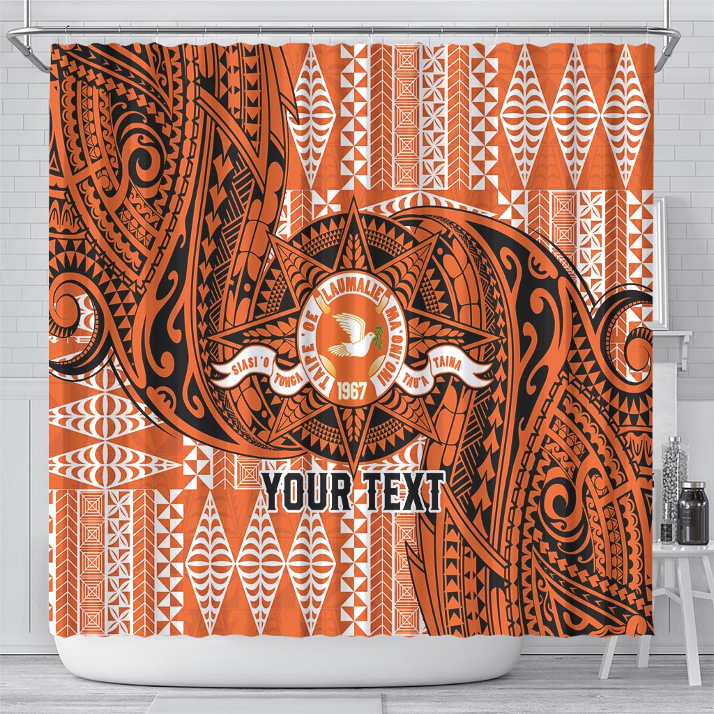 Personalised Tonga Tailulu College Shower Curtain Since 1967 Special Kupesi Pattern Version 2 LT9 - Polynesian Pride