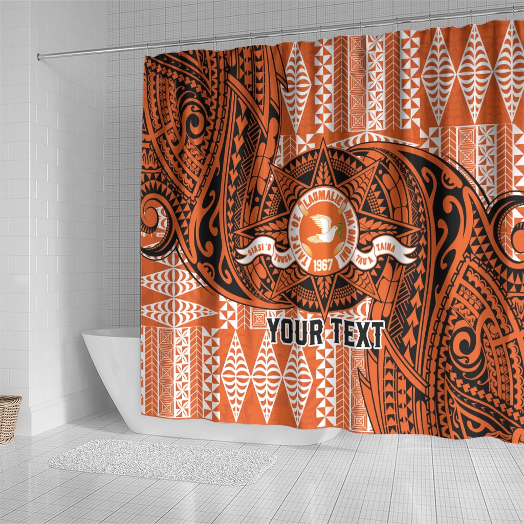 Personalised Tonga Tailulu College Shower Curtain Since 1967 Special Kupesi Pattern Version 2 LT9 - Polynesian Pride