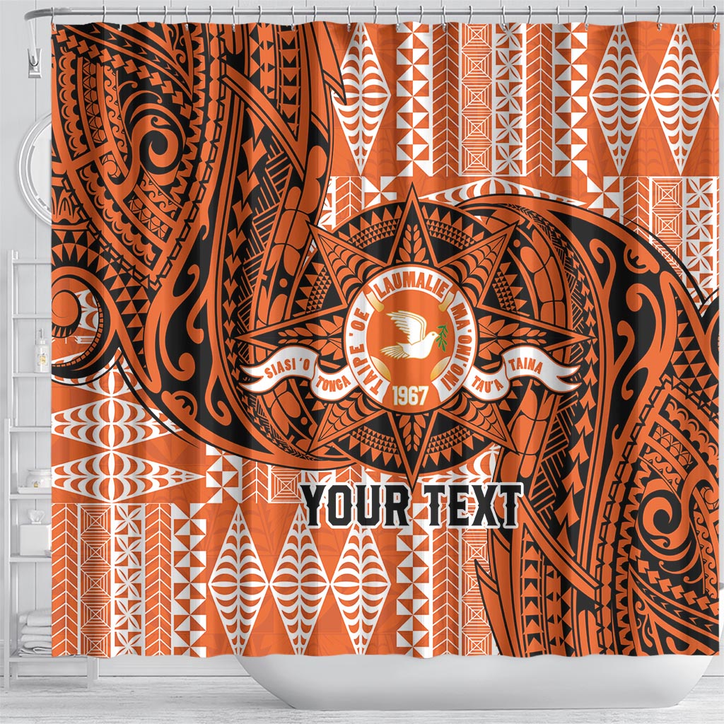 Personalised Tonga Tailulu College Shower Curtain Since 1967 Special Kupesi Pattern Version 2 LT9 - Polynesian Pride