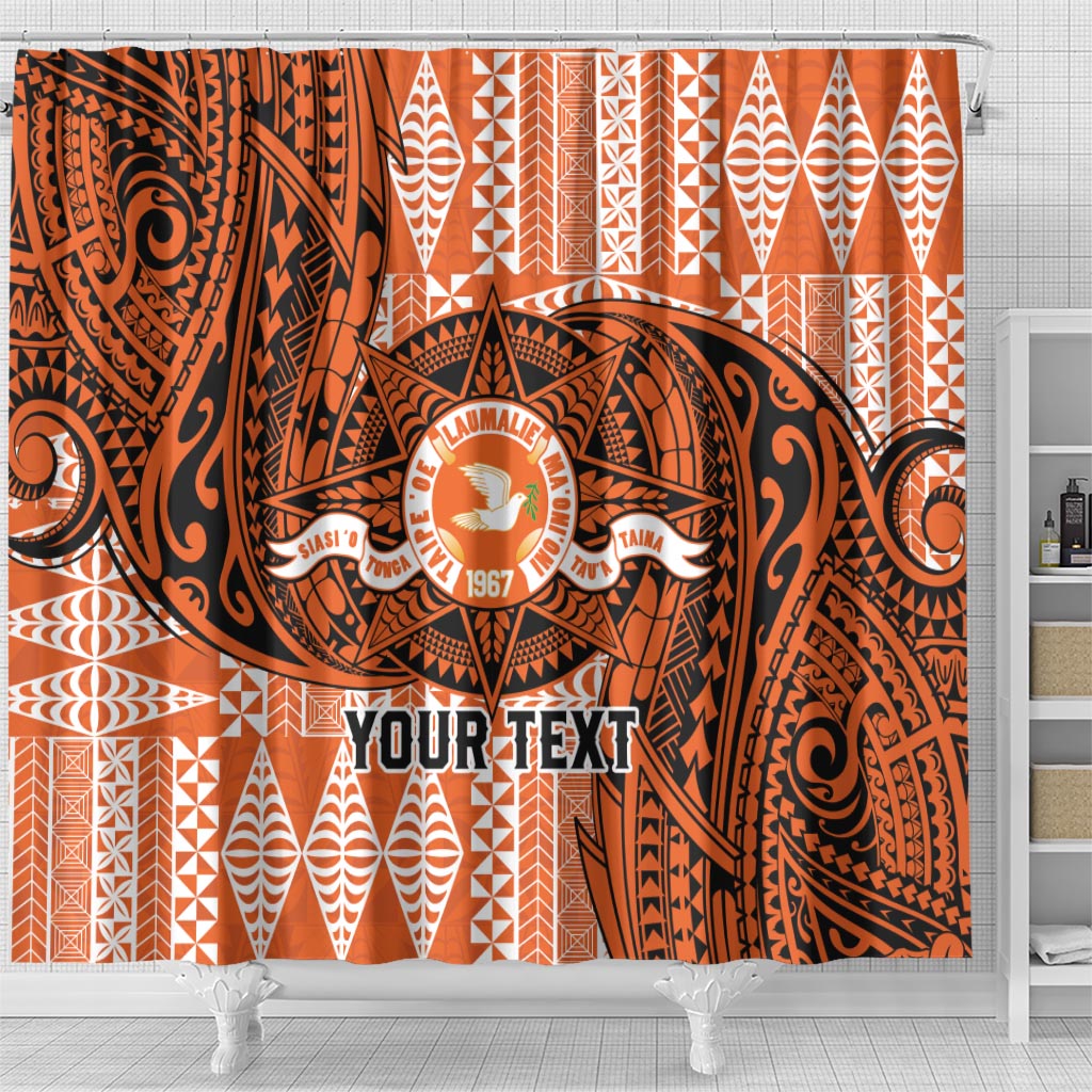 Personalised Tonga Tailulu College Shower Curtain Since 1967 Special Kupesi Pattern Version 2 LT9 - Polynesian Pride
