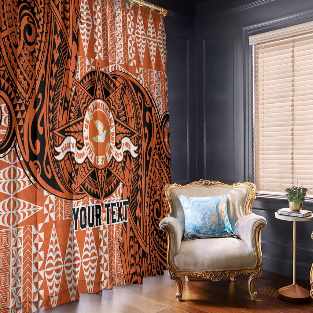 Personalised Tonga Tailulu College Window Curtain Since 1967 Special Kupesi Pattern Version 2 LT9 - Polynesian Pride