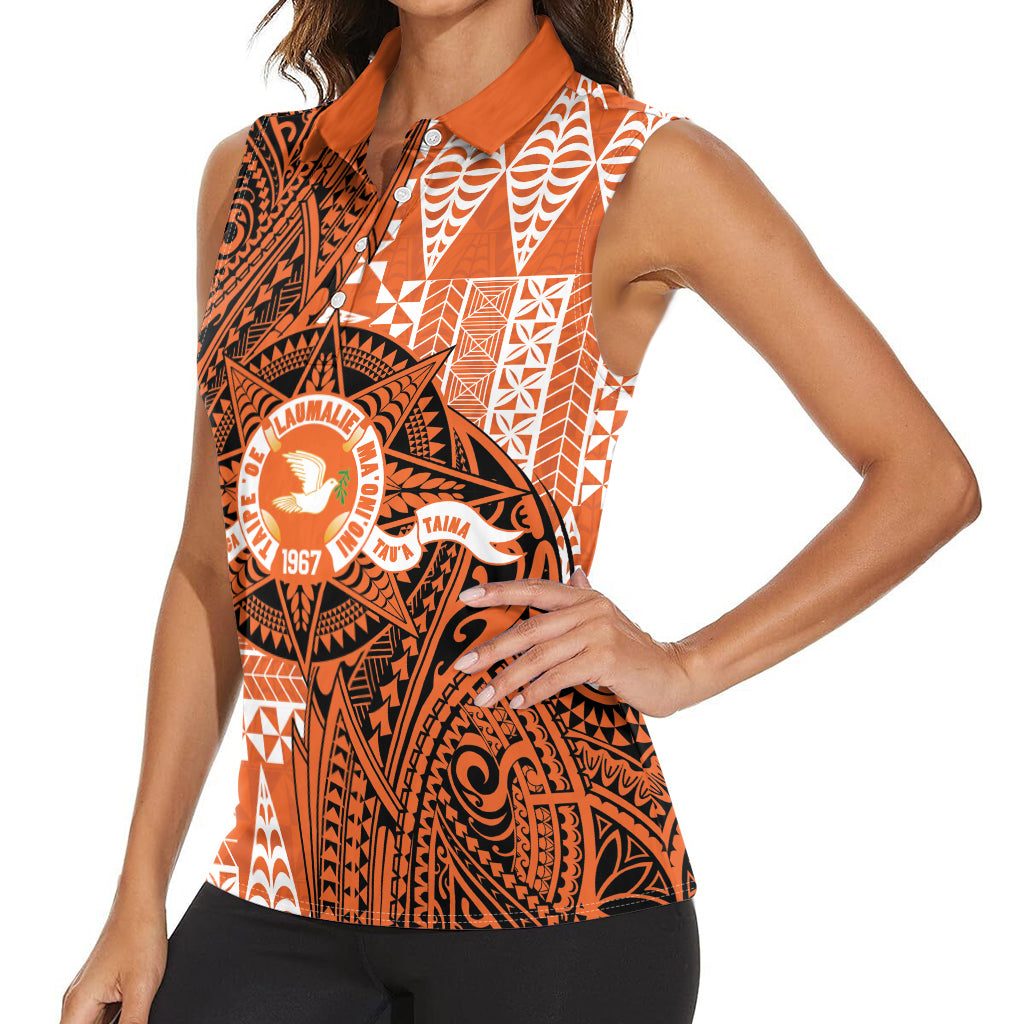 Personalised Tonga Tailulu College Women Sleeveless Polo Shirt Since 1967 Special Kupesi Pattern Version 2 LT9 - Polynesian Pride