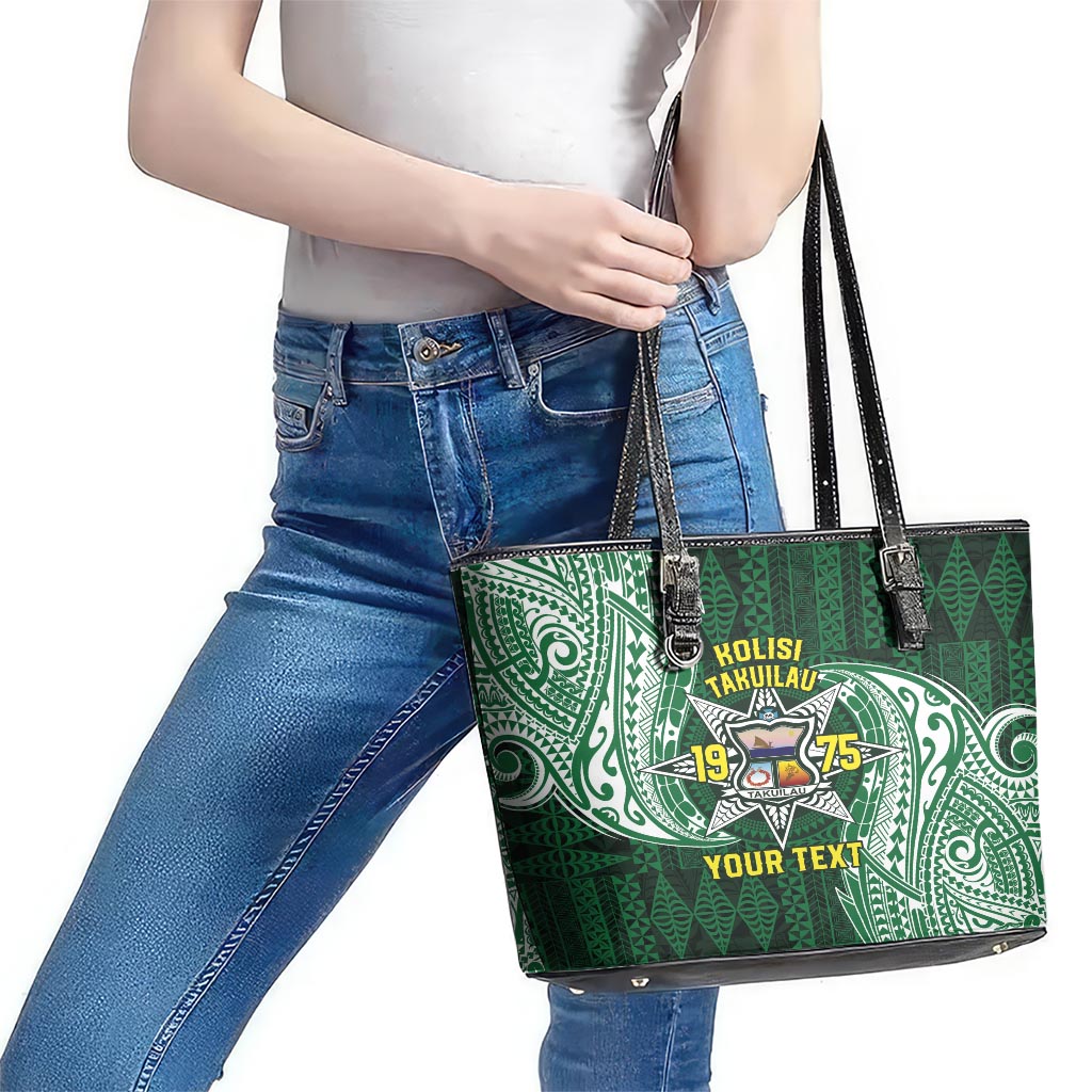 Personalised Tonga Takuilau College Leather Tote Bag Since 1975 Special Kupesi Pattern