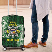 Personalised Tonga Takuilau College Luggage Cover Since 1975 Special Kupesi Pattern LT9 Green - Polynesian Pride