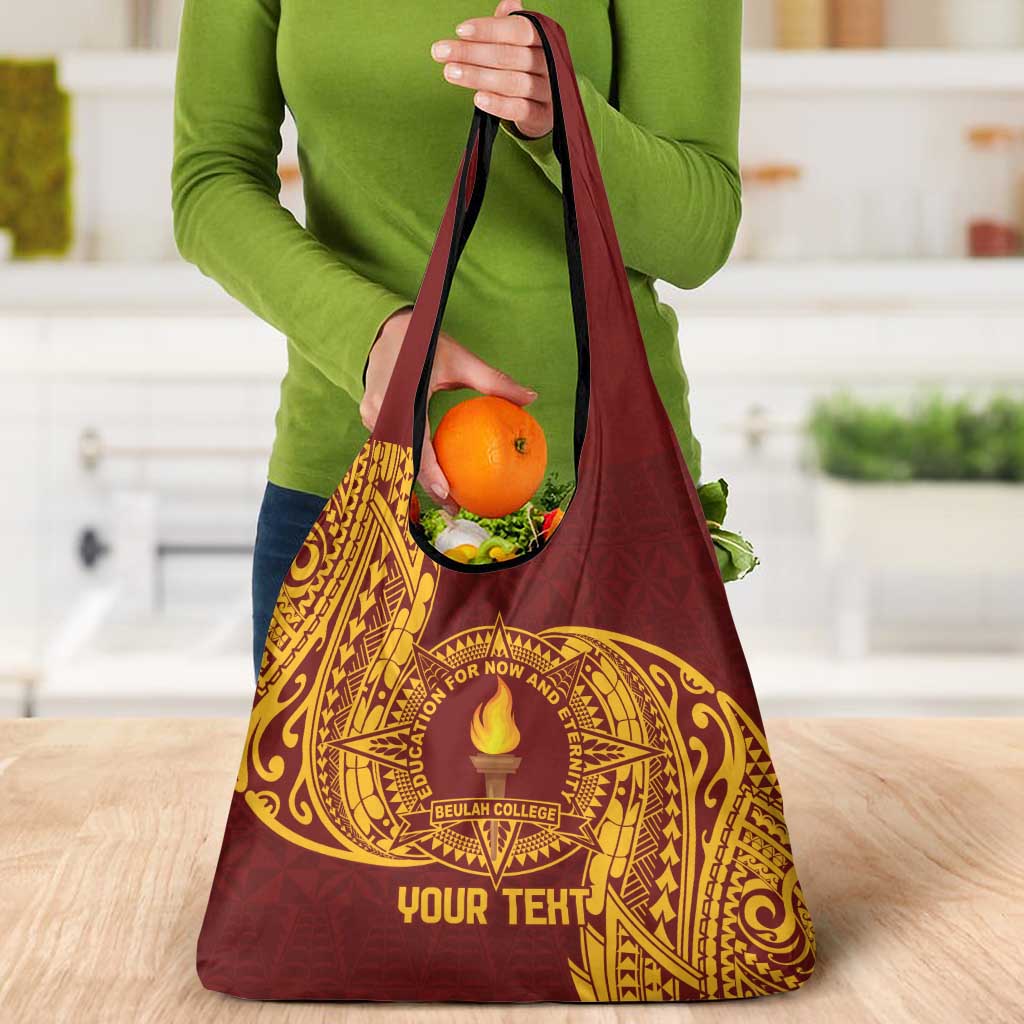 Personalised Tonga Beulah College Grocery Bag Since 1938 Special Kupesi Pattern