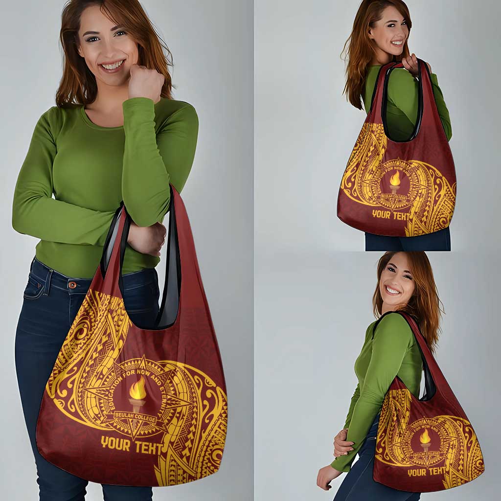 Personalised Tonga Beulah College Grocery Bag Since 1938 Special Kupesi Pattern