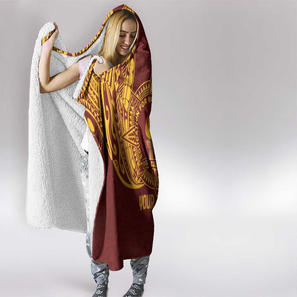 Personalised Tonga Beulah College Hooded Blanket Since 1938 Special Kupesi Pattern LT9 - Polynesian Pride