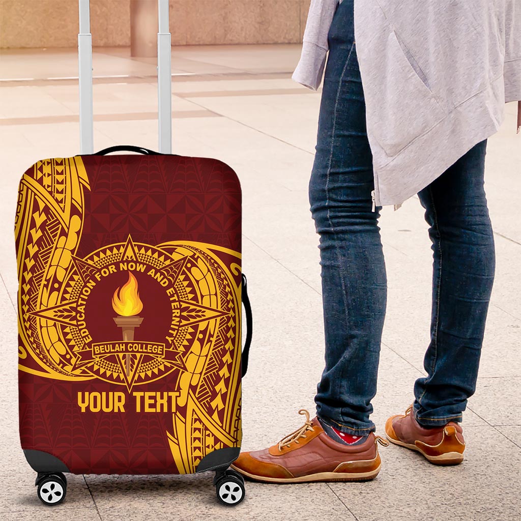 Personalised Tonga Beulah College Luggage Cover Since 1938 Special Kupesi Pattern LT9 Gold - Polynesian Pride