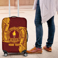 Personalised Tonga Beulah College Luggage Cover Since 1938 Special Kupesi Pattern LT9 Gold - Polynesian Pride