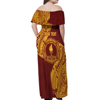 Personalised Tonga Beulah College Off Shoulder Maxi Dress Since 1938 Special Kupesi Pattern LT9 - Polynesian Pride