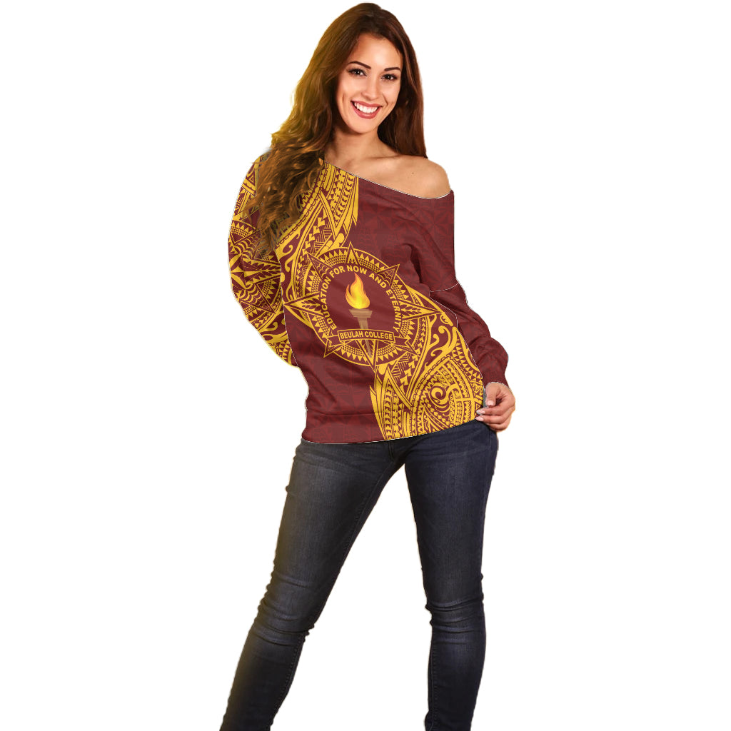 Personalised Tonga Beulah College Off Shoulder Sweater Since 1938 Special Kupesi Pattern