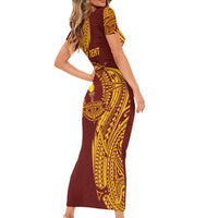 Personalised Tonga Beulah College Short Sleeve Bodycon Dress Since 1938 Special Kupesi Pattern