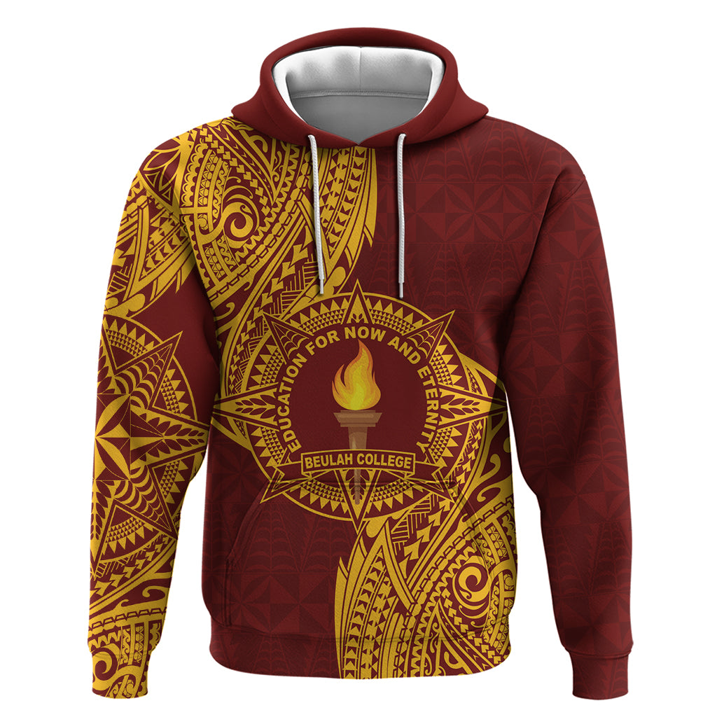 Personalised Tonga Beulah College Zip Hoodie Since 1938 Special Kupesi Pattern LT9 Pullover Hoodie Gold - Polynesian Pride