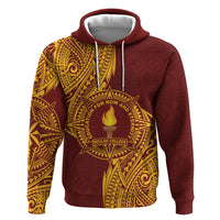 Personalised Tonga Beulah College Zip Hoodie Since 1938 Special Kupesi Pattern LT9 Pullover Hoodie Gold - Polynesian Pride