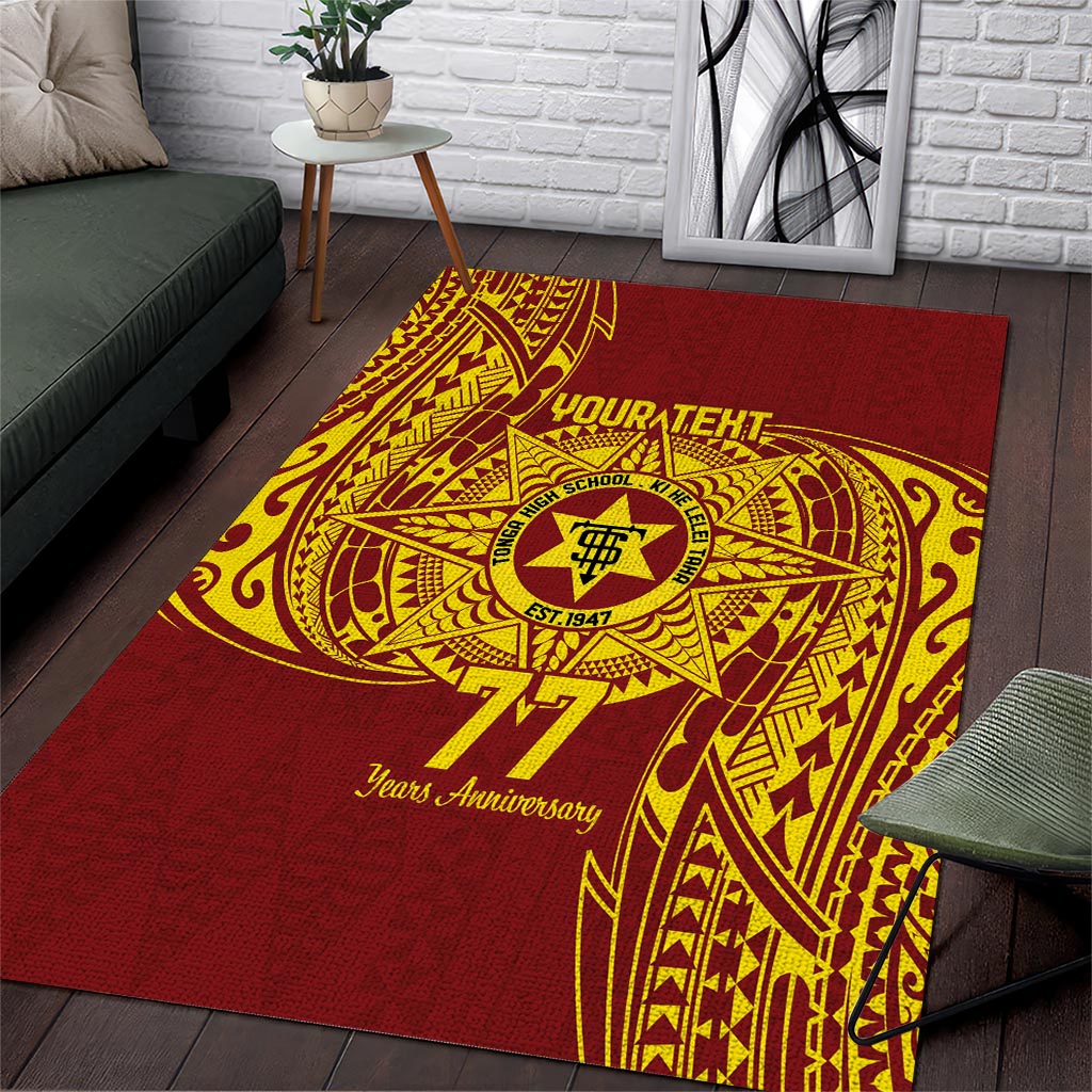 Personalised Tonga High School 77th Anniversary Area Rug Special Kupesi Pattern LT9 Gold - Polynesian Pride