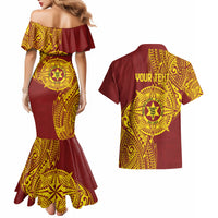Personalised Tonga High School 77th Anniversary Couples Matching Mermaid Dress and Hawaiian Shirt Special Kupesi Pattern LT9 - Polynesian Pride