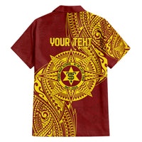 Personalised Tonga High School 77th Anniversary Family Matching Off The Shoulder Long Sleeve Dress and Hawaiian Shirt Special Kupesi Pattern LT9 - Polynesian Pride