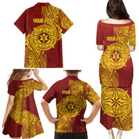 Personalised Tonga High School 77th Anniversary Family Matching Puletasi and Hawaiian Shirt Special Kupesi Pattern