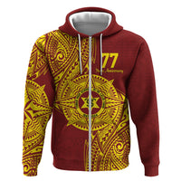 Personalised Tonga High School 77th Anniversary Hoodie Special Kupesi Pattern LT9 Zip Hoodie Gold - Polynesian Pride