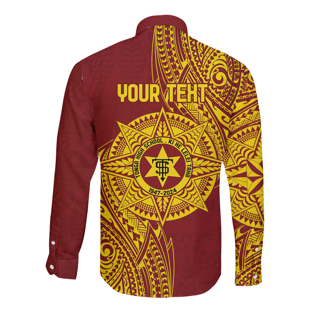 Personalised Tonga High School 77th Anniversary Long Sleeve Button Shirt Special Kupesi Pattern LT9 - Polynesian Pride