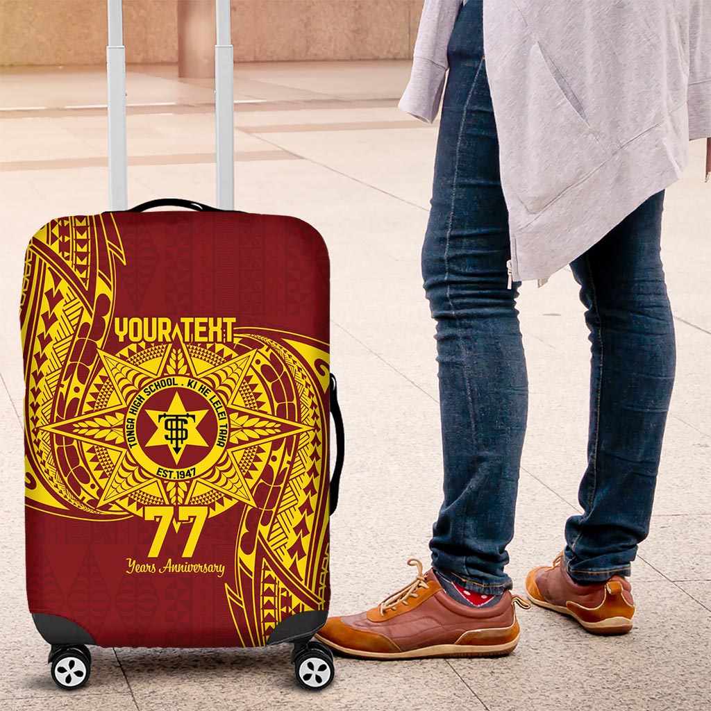 Personalised Tonga High School 77th Anniversary Luggage Cover Special Kupesi Pattern LT9 Gold - Polynesian Pride