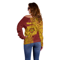 Personalised Tonga High School 77th Anniversary Off Shoulder Sweater Special Kupesi Pattern