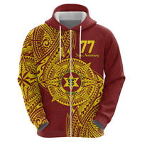 Personalised Tonga High School 77th Anniversary Zip Hoodie Special Kupesi Pattern LT9 - Polynesian Pride