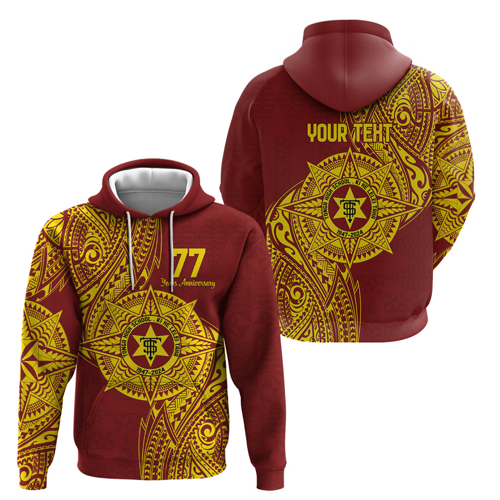 Personalised Tonga High School 77th Anniversary Zip Hoodie Special Kupesi Pattern LT9 - Polynesian Pride