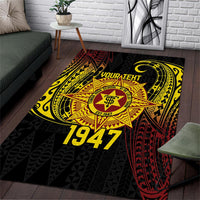 Personalised Tonga High School Area Rug Since 1947 Special Kupesi Pattern LT9 Black - Polynesian Pride