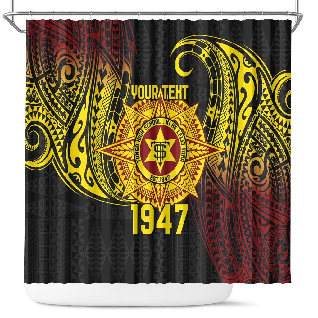 Personalised Tonga High School Shower Curtain Since 1947 Special Kupesi Pattern