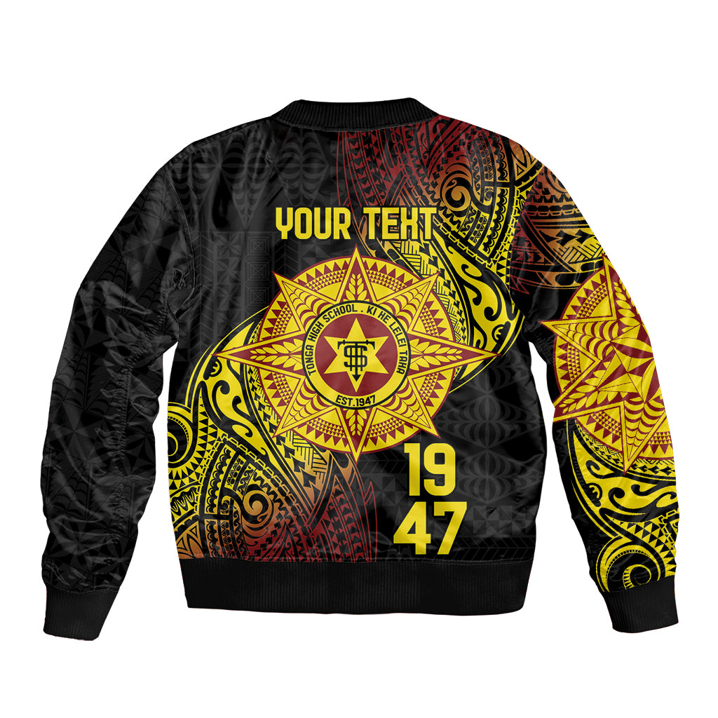 Personalised Tonga High School Sleeve Zip Bomber Jacket Since 1947 Special Kupesi Pattern