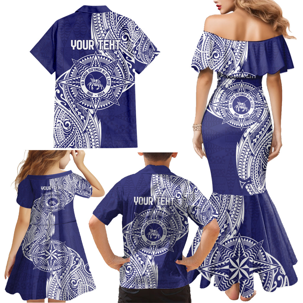 Personalised Tonga Tupou College Tolo 158th Anniversary Family Matching Mermaid Dress and Hawaiian Shirt Special Kupesi Pattern