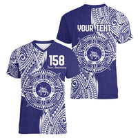 Personalised Tonga Tupou College Tolo 158th Anniversary Women V-Neck T-Shirt Special Kupesi Pattern