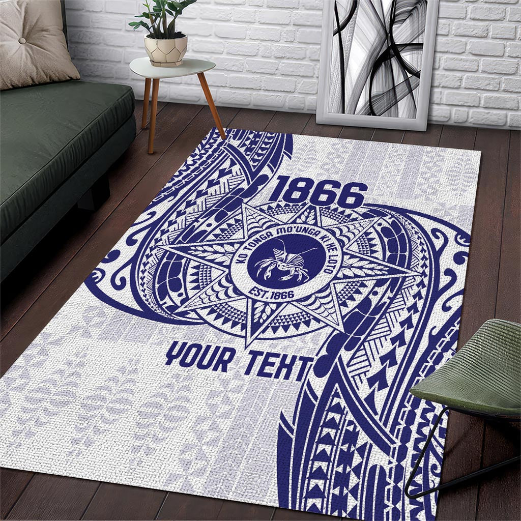 Personalised Tonga Tupou College Tolo Area Rug Since 1866 Special Kupesi Pattern LT9 White - Polynesian Pride
