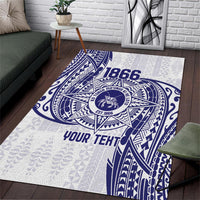 Personalised Tonga Tupou College Tolo Area Rug Since 1866 Special Kupesi Pattern LT9 White - Polynesian Pride