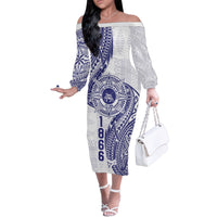 Personalised Tonga Tupou College Tolo Family Matching Off The Shoulder Long Sleeve Dress and Hawaiian Shirt Since 1866 Special Kupesi Pattern