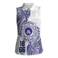 Personalised Tonga Tupou College Tolo Women Sleeveless Polo Shirt Since 1866 Special Kupesi Pattern LT9 Female White - Polynesian Pride
