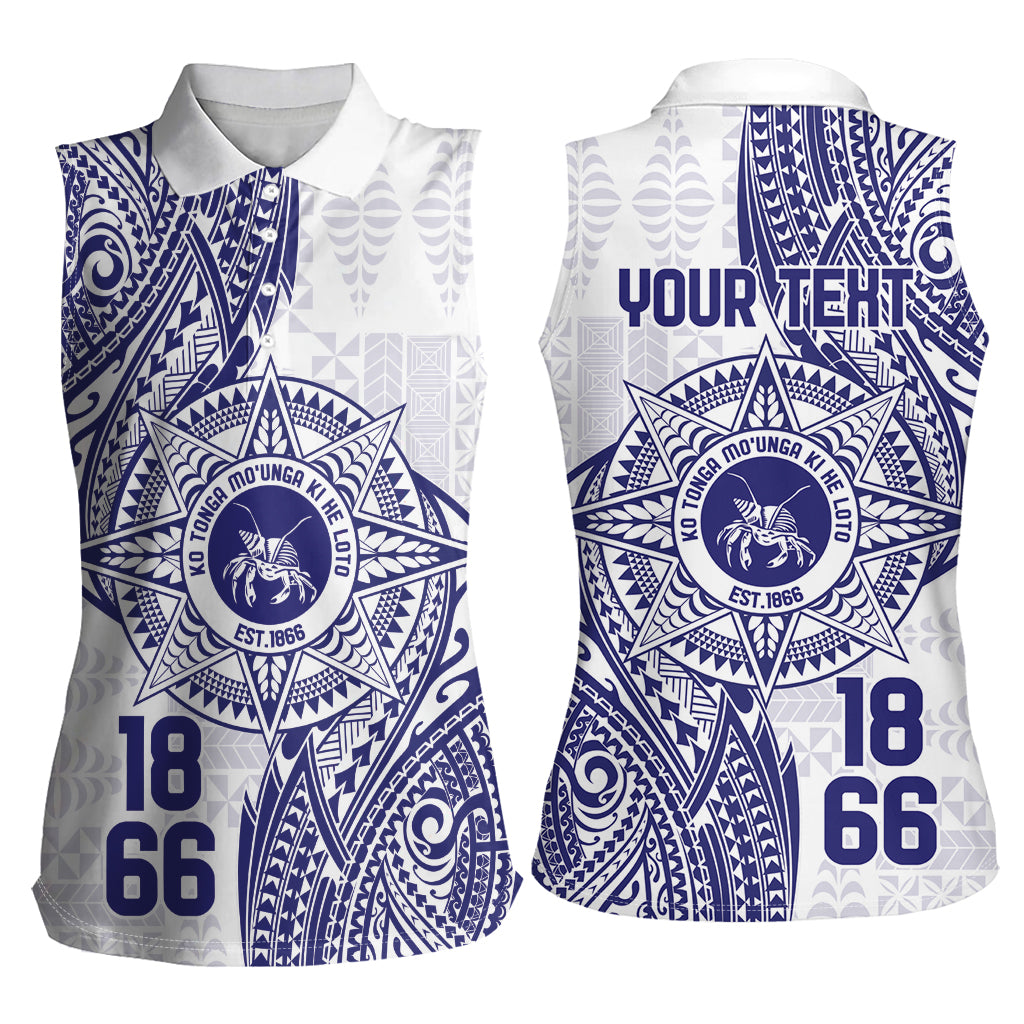 Personalised Tonga Tupou College Tolo Women Sleeveless Polo Shirt Since 1866 Special Kupesi Pattern LT9 - Polynesian Pride