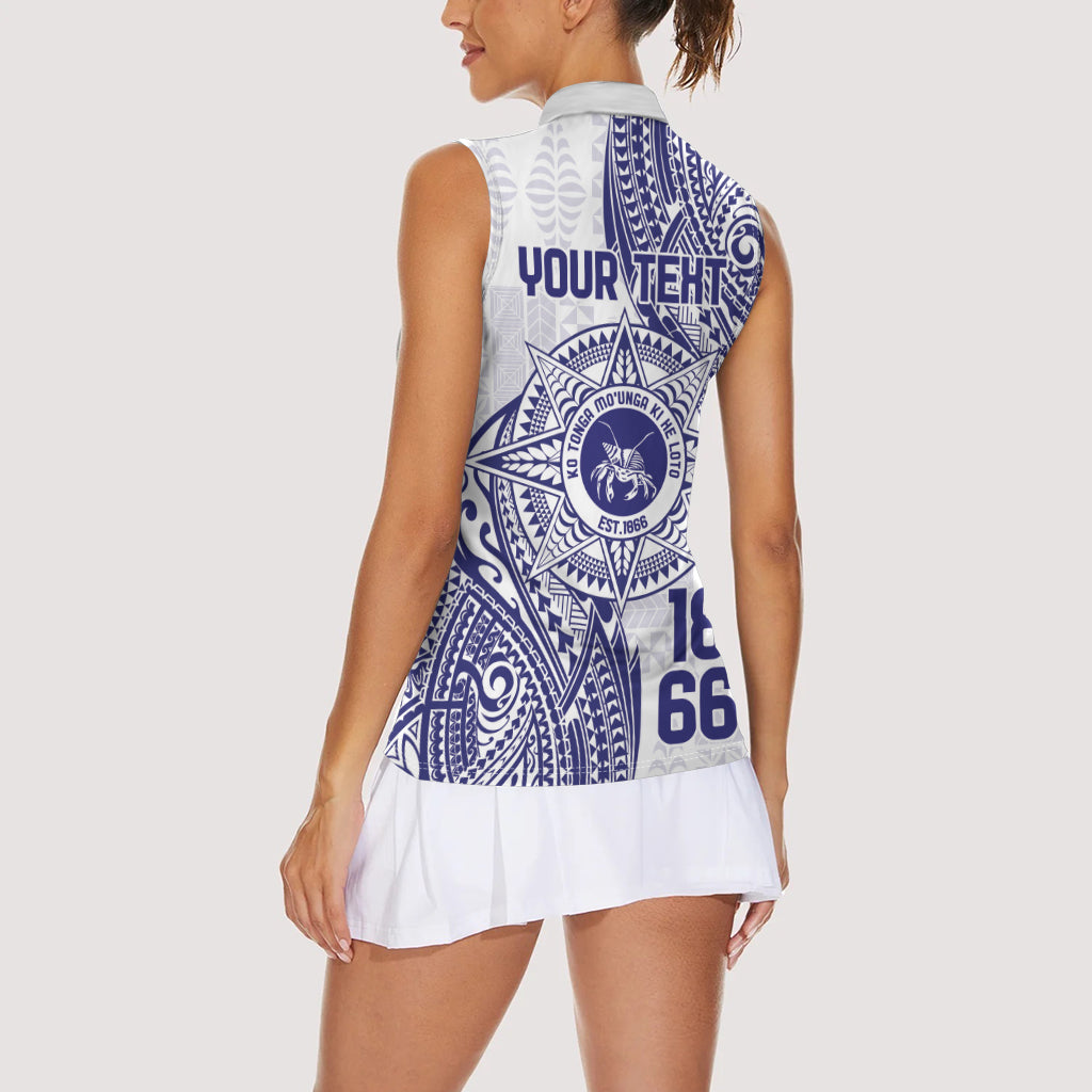 Personalised Tonga Tupou College Tolo Women Sleeveless Polo Shirt Since 1866 Special Kupesi Pattern LT9 - Polynesian Pride