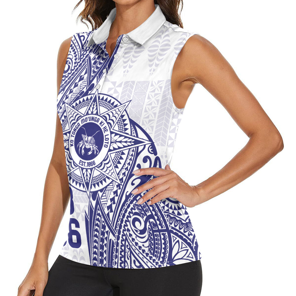 Personalised Tonga Tupou College Tolo Women Sleeveless Polo Shirt Since 1866 Special Kupesi Pattern LT9 - Polynesian Pride